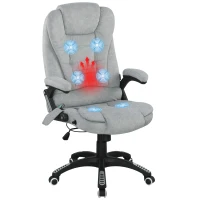 Vinsetto Chaise Bureau avec Massage de 6 Points avec Fonction Inclinable avec Chauffage Hauteur Ajustable 65x71x110-120 cm Gris(m-6)