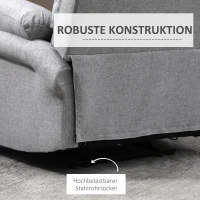 HOMCOM Relaxsessel mit Liegefunktion Einzelsofa Verstellbar Liege 165° neigbar Liegesessel Ruhesessel Fernsehsessel für Wohnzimmer Schlafzimmer Leinen-Touch Hellgrau 91 x 92 x 102 cm(m-6)