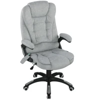 Vinsetto Sedia Ufficio con Massaggio 6 Punti con Funzione Basculante con Riscaldamento Altezza Regolabile 65x71x110-120 cm Grigio(m-4)