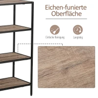 HOMCOM Standregal, Bücherregal Lagerregal Industrieller Stil, Aktenregal, Küchenregal, P2 Spanplatte, Metall, Schwarz+helle Eiche, 120 x 32 x 95 cm(m-4)