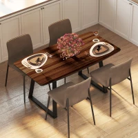 HOMCOM Mesa de Jantar Extensível com Efeito de Madeira para 4-6 Pessoas com Estrutura de Aço 120-160x80x76cm Marrom e Preto(m-2)