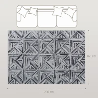 HOMCOM Modern Area Rug, Triangle Pattern Non-Slip Washable Rug, Chenille Floor Carpet for Living Room, Bedroom, Dining Room, Home Office, 230 x 160 cm, Black(m-3)