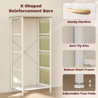 HOMCOM Chest of Four Fabric Drawers - Natural Wood Finish(m-7)