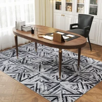 HOMCOM Modern Area Rug, Triangle Pattern Non-Slip Washable Rug, Chenille Floor Carpet for Living Room, Bedroom, Dining Room, Home Office, 230 x 160 cm, Black(m-9)