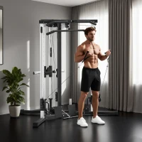 SPORTNOW Máquina Multi Estação Musculação para Treino de Ombros Braços Carga 120 kg para Fitness Ginásio em Casa 170x139x200 cm Preto(m-8)