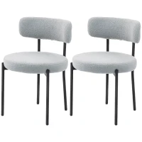 HOMCOM Lot de 2 chaises de salle à manger avec dossier en tissu pieds en acier 51 x 51 x 76 cm gris clair(m-1)