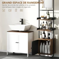 HOMCOM Étagère salle de bain rangement avec miroir, étagère de rangements avec étagères réglables et placard, 40x30x179cm, noir(m-5)