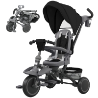 AIYAPLAY Kinderdreirad 6 in 1 mit Schiebegriff und drehbarem Sitz, 111,5x52x98 cm, Schwarz