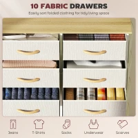 HOMCOM Chest of Ten Fabric Drawers - Beige(m-4)