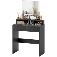 HOMCOM Mesa de Maquillaje con Espejo 2 Cajones 3 Compartimentos Tocador para Dormitorio 75x38x135 cm Negro(m-11)