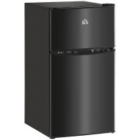 HOMCOM 88L Under Counter Fridge Freezer, Small Refrigerator with 5-Setting, 3 Star Freezer Rating, Black(m-10)