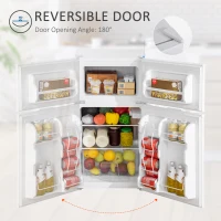 HOMCOM 88L Under Counter Fridge Freezer, Small Refrigerator with 5-Setting, 3 Star Freezer Rating, White(m-6)