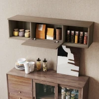 HOMCOM Meuble TV suspendu, Armoire murale avec 2 compartiments ouverts et porte rabattable, 120 x 30 x 29,5 cm, marron(m-7)