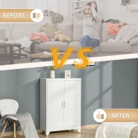 HOMCOM Armadio in Metallo con 2 Porte e 2 Ripiani Regolabili Mobile Multifunzione per Ufficio Salotto Camera da Letto 75x33x110cm Bianco(m-4)