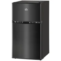 HOMCOM 88L Under Counter Fridge Freezer, Small Refrigerator with 5-Setting, 3 Star Freezer Rating, Black(m-11)