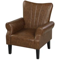 HOMCOM Upholstered Accent Chair with Rolled Arms and Wood Legs, Armchair for Living Room Bedroom, Brown(m-11)