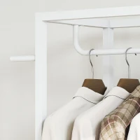 HOMCOM Perchero, portante a prendas con barra de suspensión, 4 ganchos, estantes, 52 x 30 x 180 cm, blanco(m-5)