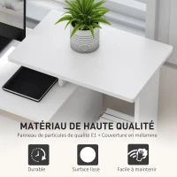 HOMCOM Bureau Informatique multimédia étagères Tablette Clavier Panier Noir Panneaux Particules Blanc(m-5)