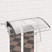 Outsunny Auvent de porte d'entrée toit marquise en polycarbonate protection contre pluie neige UV 0,9 x 1,5 m, transparente(m-3)