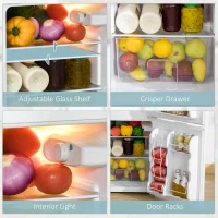 HOMCOM 88L Under Counter Fridge Freezer, Small Refrigerator with 5-Setting, 3 Star Freezer Rating, White(m-5)