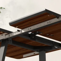 HOMCOM Mesa de Jantar Extensível com Efeito de Madeira para 4-6 Pessoas com Estrutura de Aço 120-160x80x76cm Marrom e Preto(m-4)