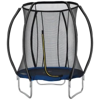 HOMCOM Trampolino Elastico Fitness Blu a 36 Molle per Adulti e Bambini con Rete di Protezione e 3 Gambe a U, Ø225x235 cm(m-1)