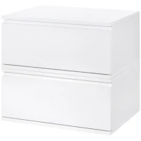 HOMCOM Set 2 Pièces de Table de Chevet avec Tiroir et Design Suspendu en Panneaux de Fibres de Bois et MDF, 49x38x23 cm, Blanc(m-1)