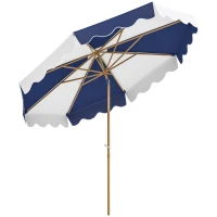Outsunny Parasol Grand avec Protection UV 50+ et Auvent Ajustable pour Jardin Patio et Terrasse Ø2,67x2,38 m Rayures Bleu et Blanc(m-7)