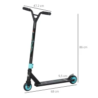 HOMCOM Pro Trottinette de Cascade, Trottinette pour astuces freestyle, Aluminium, Métal, Simili Cuir, pour enfants et adultes, Vert(m-3)
