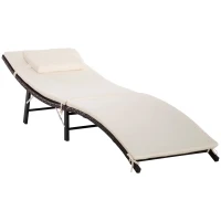 Bain de soleil pliable résine tressée matelas et tétière inclus(m-10)
