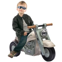 AIYAPLAY Véhicule à Bascule, Design de Moto, Musique et Bulles, pour 2-5 ans, Crème Blanche(m-6)