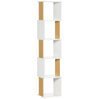 HOMCOM Estantería Librería en Forma S Estantería para Libros con 5 Estantes para Salón Oficina 33x28x161 cm Blanco