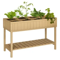 Outsunny Wooden Herb Planter Raised Bed Container Garden Plant Stand Bed 8 Boxes 120L x 60W x 81Hcm(m-10)