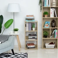 HOMCOM Bibliothèque Étagère Murale en Bois avec 3 Étagères, Anti-Renversement, Patins Antidérapants, 40x29,2x87,9cm(m-2)