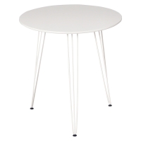 HOMCOM Mesa de Comedor Redonda con Patas de Horquilla Metálicas Estilo Moderno Nórdico para Cocina Salón Cafetería Bar Ø70x75 cm Blanco