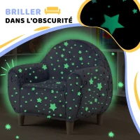 AIYAPLAY Fauteuil enfants canapé pour enfants hosphorescent avec motif étoilé, tissu velours, pour garçons et filles, gris(m-5)