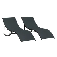 Outsunny Set 2 Sdraio da Giardino Pieghevoli, Lettino Prendisole in Alluminio e Textilene, 61x165x63cm(m-1)