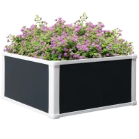 Outsunny Carré Potager, Pot de Fleurs, avec Fonction de Drainage, Protection contre les Ravageurs, Plastique, gris, 60 x 60 x 30 cm(m-1)