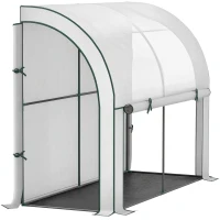 Outsunny Serre d'hivernage murale serre adossée barrière anti-herbe portes et panneau frontal enroulables 200 x 80 x 157 cm blanc(m-7)
