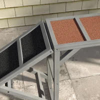 PawHut Hundehindernisrampe, Hundeausrüstung für Agilität, Sicherheitsstangen rutschfeste Oberfläche 325x55x69cm Grau(m-5)