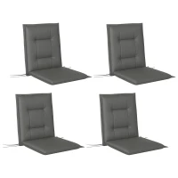 Outsunny 4er Set Sitzkissen 108 x 50 x 5 cm Stuhlkissen mit Bändern, Outdoor Indoor Sitzauflage Hellgrau(m-10)