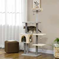 PawHut Arbre à Chat Haut 156cm avec Hamac, Maisonnette et Poteaux à Griffer en Sisal(m-2)