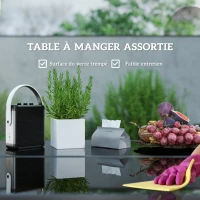 Outsunny Salon de jardin extérieur en résine tressée 8 places avec coussins et plateau en verre trempé, gris(m-7)