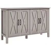HOMCOM Buffet Polyvalent style Rustique avec 4 Étagères de Rangement Réglables, en Bois, 120x37x75 cm, Gris(m-5)