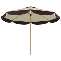 Outsunny Parasol de Jardin Ø2.6 m avec Couverture UV50+, Ouverture d'Aération et 8 Baleines, Beige(m-1)