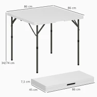 Outsunny Table de pique-nique, Table de camping pliante, réglable en hauteur, pour fêtes de jardin, camping, plastique, métal, Blanc(m-3)
