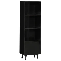 HOMCOM Estantería para Libros con 3 Estantes Abiertos y Cajón Librería Moderno para Almacenamiento Juguetes 40x30x129,5cm Negro(m-1)