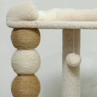 PawHut Arbre à Chat avec Panier, Plateforme et Balle Jouet, en Bois, Peluche et Jute, 48,5x40x76 cm, Beige(m-3)
