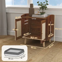PawHut Móvel Caixa de Areia para Gatos com Tapetes de Sisal Pés de Madeira 55x43x59,6 cm Castanho Rústico(m-3)