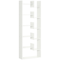 HOMCOM Libreria Moderna a 6 Livelli con 11 Scaffali Aperti per Studio e Soggiorno, 61x23x162.6 cm, Bianco